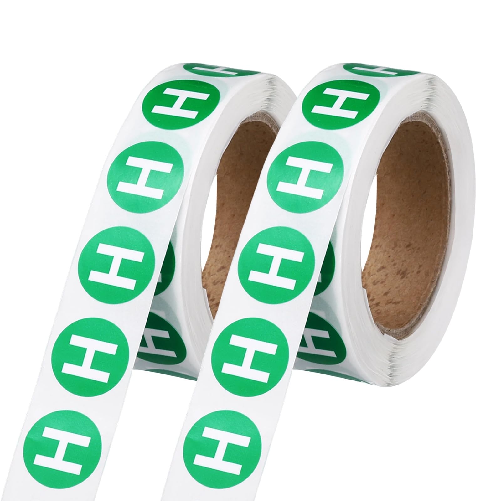 PATIKIL 0.6" Letter Stickers, 1200Pcs Alphabet Stickers Letter H Round Labels Small Vinyl Self Adhesive Label Circle Decals 2 Roll Capital Initial for Office Home Organize Inventory, Green
