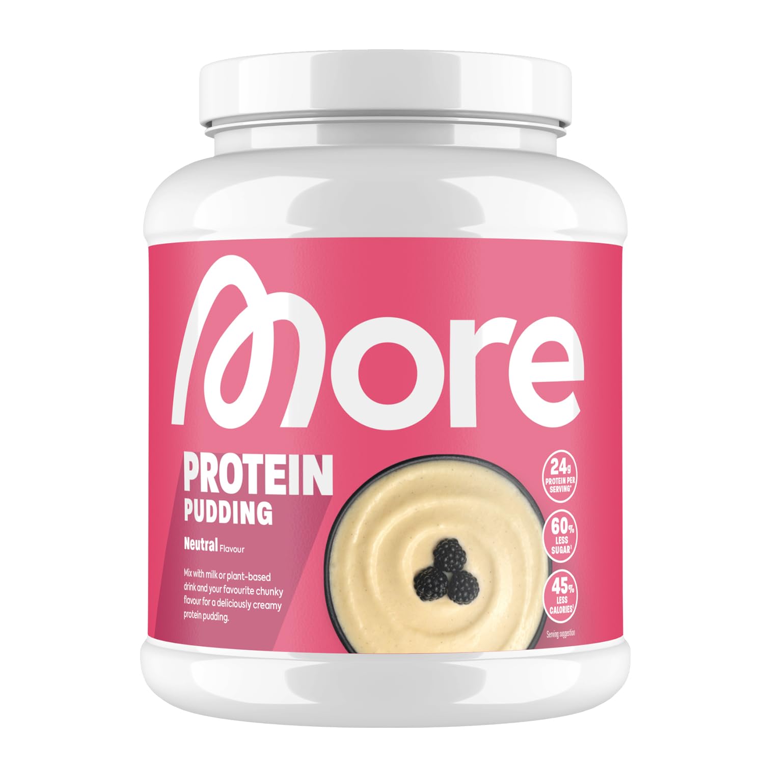 MORE Protein Pudding, Neutral, 600 g, cremiger Pudding mit weniger Fett, Kalorien und Zucker - made in Germany