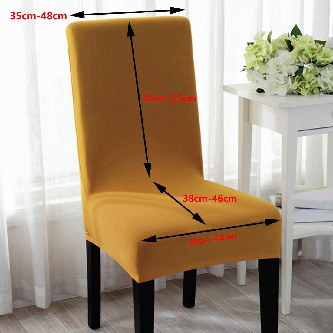 Housse Chaise Élastique Spandex Revêtement de Chaise Extensible (6pcs, Jaune Moutarde)