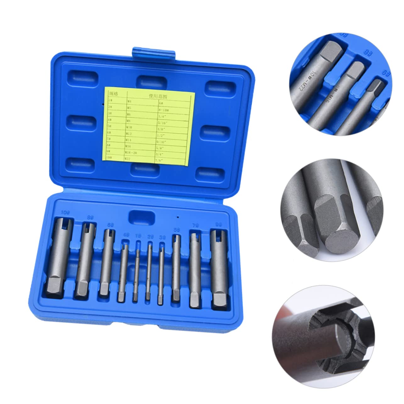 Kit Estrattore di Viti 178 Cacciavite in Lega Resistente a 10 Pezzi con Design a Ganasce per Rimozione di Viti Arrugginite e Danneggiate in Officina Meccanica