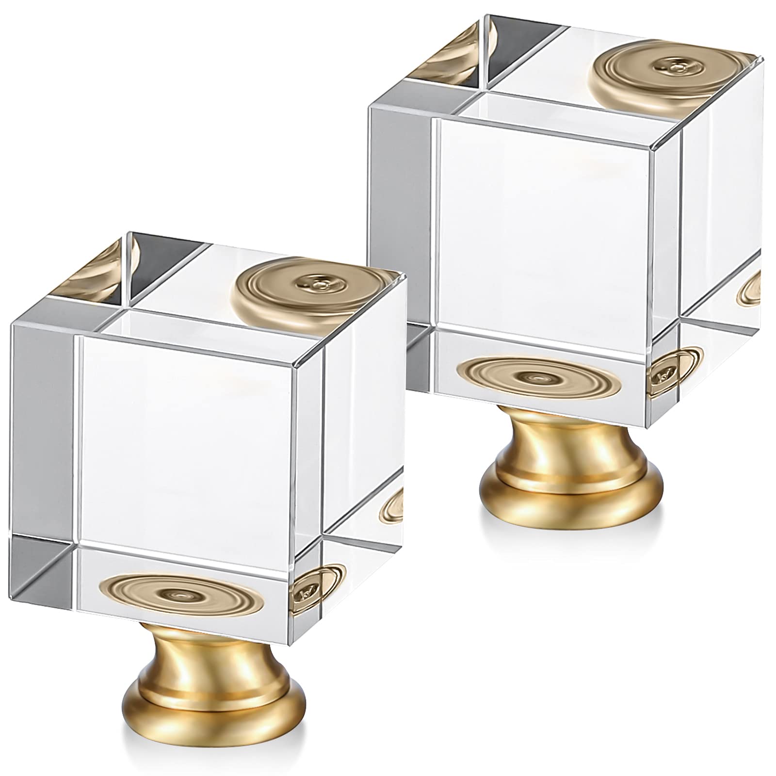 2 Pieces Cube Crystal Lamp Finial Clear Square Lamp Finial Cap