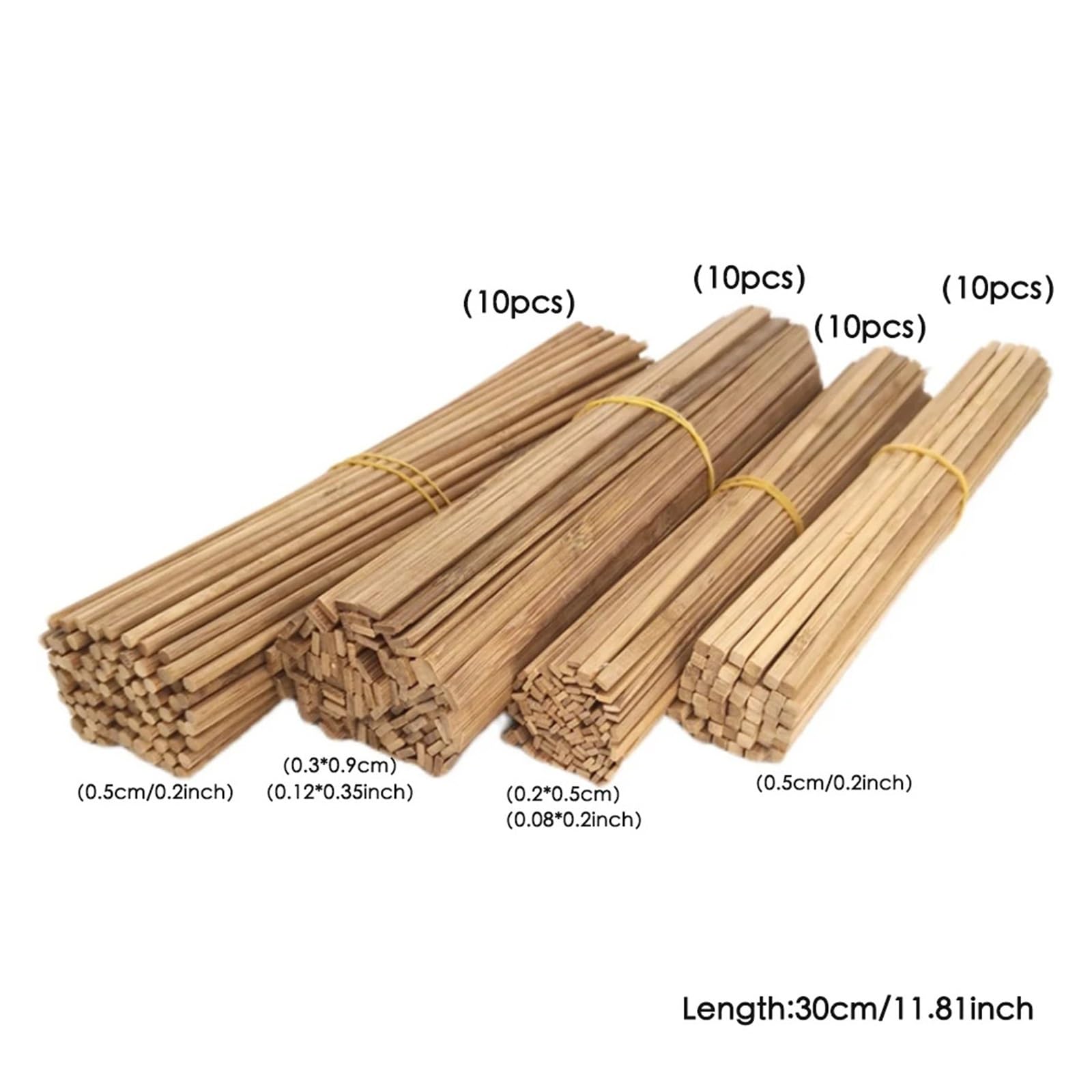 Tiges en Bois, Lot de 40 bâtons de Bambou, tiges de Chevilles for travaux manuels, Bricolage, bâtons en Bois Brut, Plusieurs Tailles