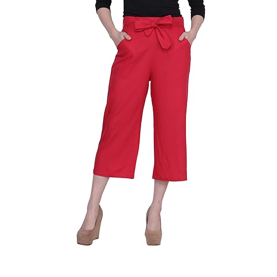 Women's Rayon Solid Regular Fit Culottes Trousers