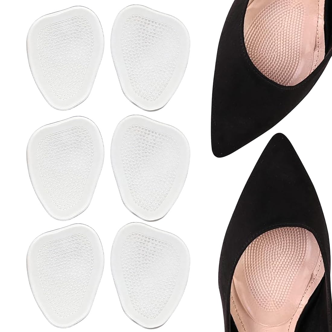 3 Paia Cuscinetti per Avampiede, Gel Metatarsal Pads per Metatarsalgia, Soletta Auto-adesiva,Antiscivoloc per Tacchi alti per Tacchi alti Sollievo per Dolori Nell'avampiede(Trasparente)