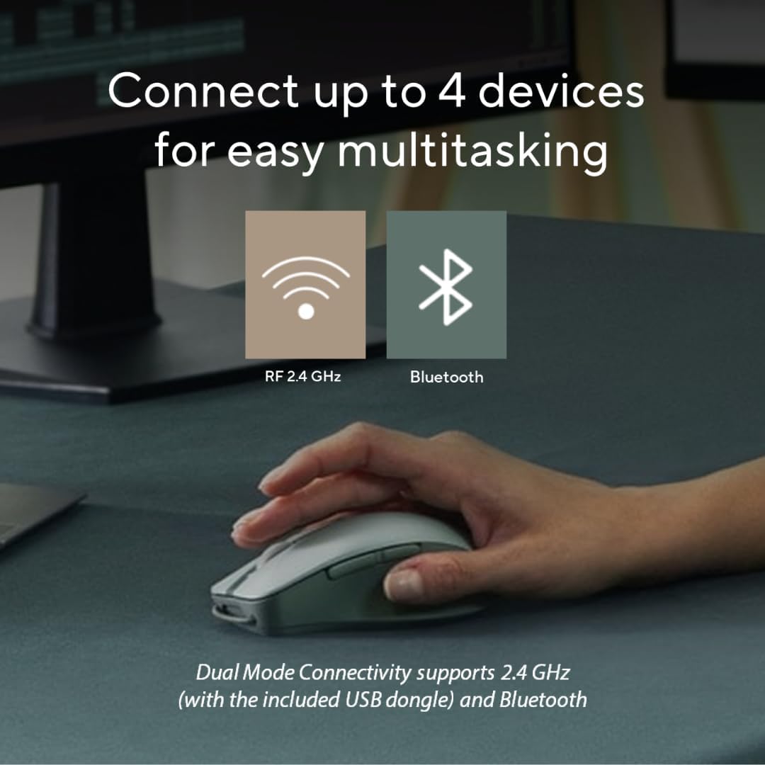 ASUS Wireless SmartO Mouse Silent Plus – Dual Mode (BT/2.4GHz), up to 3 Devices, Ergonomic, 4200 DPI, AA Battery Lasts up to 1 Year, Quiet Switches, Portable, for Productivity/Gaming - Oat Milk