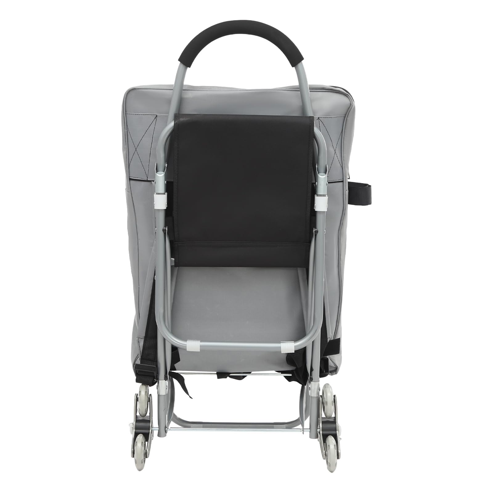 Einkaufswagen Treppensteiger Trolley Einkaufstrolley Klappbar Treppenwagen mit Oxford-Stoff Sitz, Rollender Stuhl Kunstwagen mit Lagerung Staffelei-Wagen (Silber)
