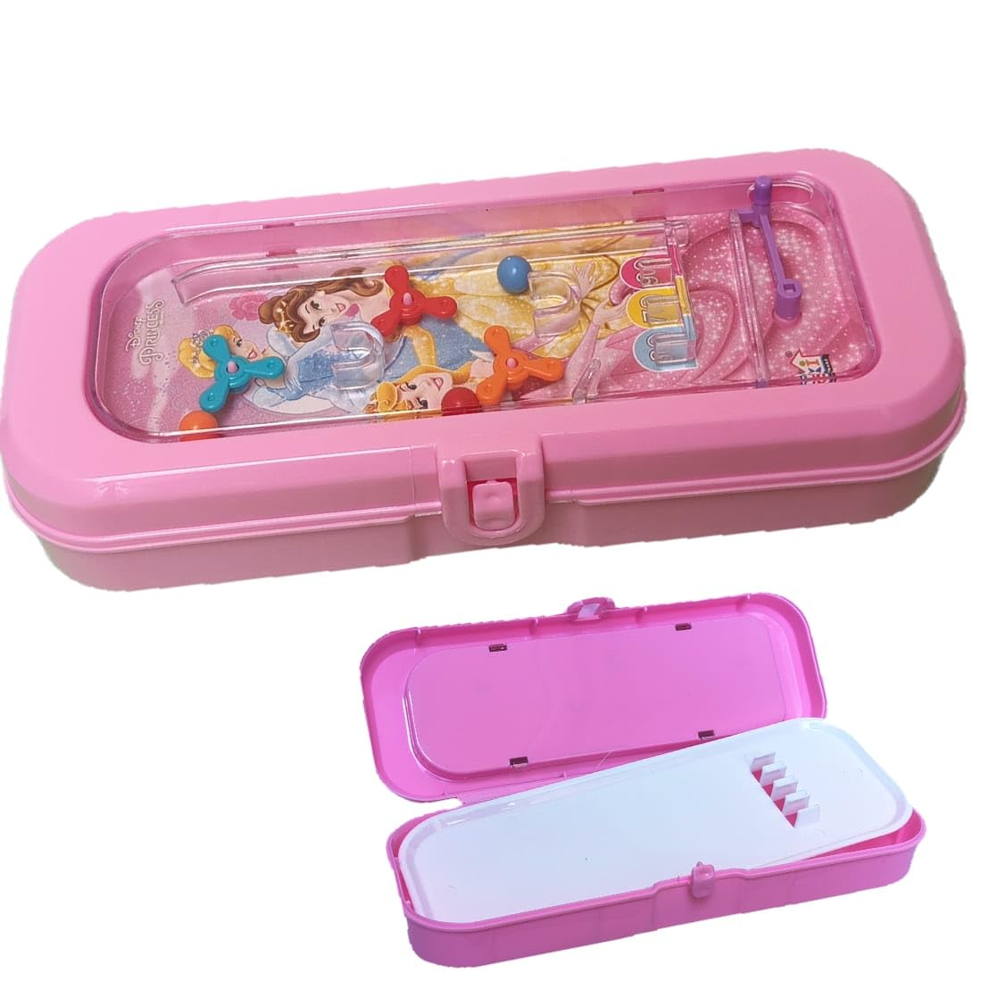KP Girls Wonder Game Cartoons Double Layers Stationery Plastic Pencil Box for School Kids Girl Boys (Random Colours)