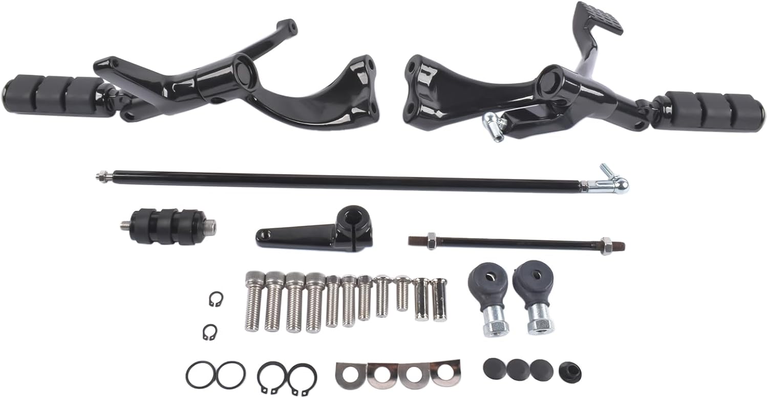 Forward Controls Fit for Harley Sportster 2004-2013, Black Aluminum Foot Pegs & Levers Kit. Easy Bolt-On Installation for 883 & 1200 Models. Complete Assemblies for Brake and Shifter Sides.