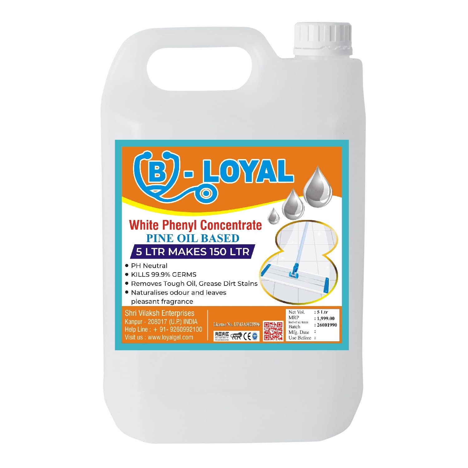 B-LOYAL White Phenyl Concentrate,5 Ltrs,Pine Oil Based Concentrate 5 Ltr Makes 150 Litres Of White Phenyl (B098R7G231) Amazon Price History, Amazon Price Tracker