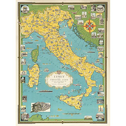 Artery8 Unframed Wall Art Chase 1944 Pictorial Map Italy12X16 Inch from B&Q