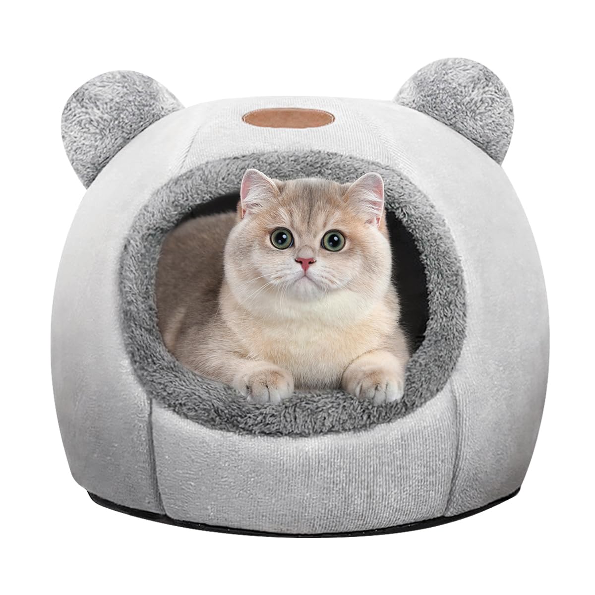 Cat Beds for Indoor Cats, Cozy Cat Tent House Igloo with Ears, Soft Fluffy Kitten Cave with Removable Cushion, Foldable Warm Pet Bed for Small Cats & Puppies