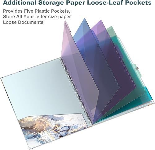 Miniatura 47 de Hongri Clipboard Folio with Refillable Lined Notepad, 8.5 x 11 Folders with Storage 10 Pockets, Spiral Portfolio, Size 12.8x 9.7 in, Office & School