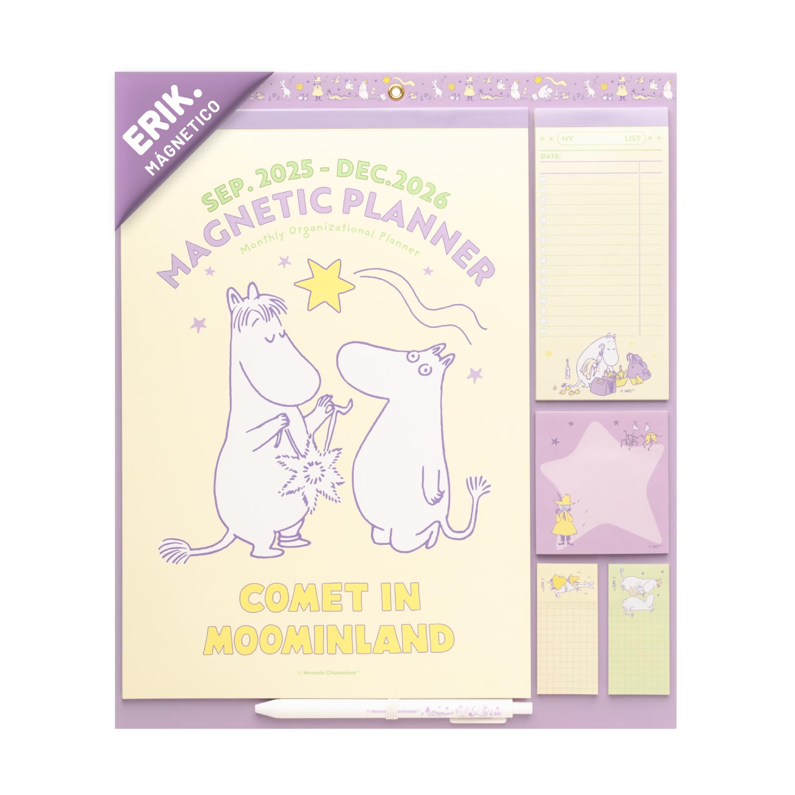 Calendario Magnetico Nevera 2026 Moomin - Calendario Familiar 2026 pared : Planificador mensual con Iman | Incluye Pegatinas, Notas Adhesivas y Cuelga Fácil [16 MESES]