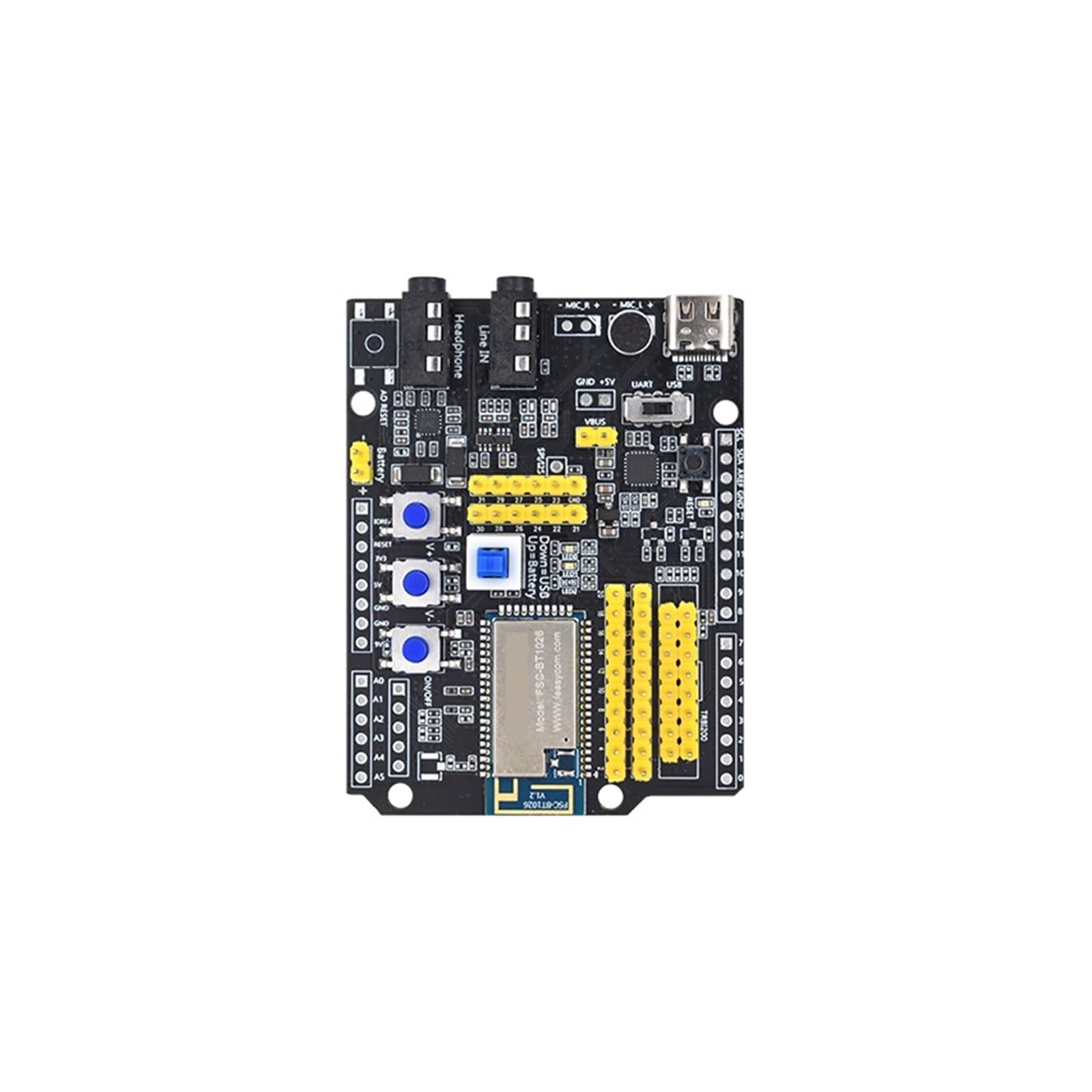 Modulo audio Bluetooth 5.1 Pulg And Play QCC3024/QCC3034, compatibile con la scheda di sviluppo di valutazione Arduino UNO(FSC-DB200-BT1036C)