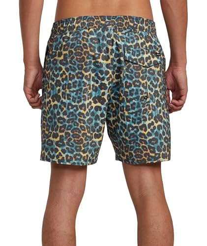 Rvca Mens Heritage Stretch 17" Swim Trunk - Barnes Elastic (Cheetah, Large) #TOP2