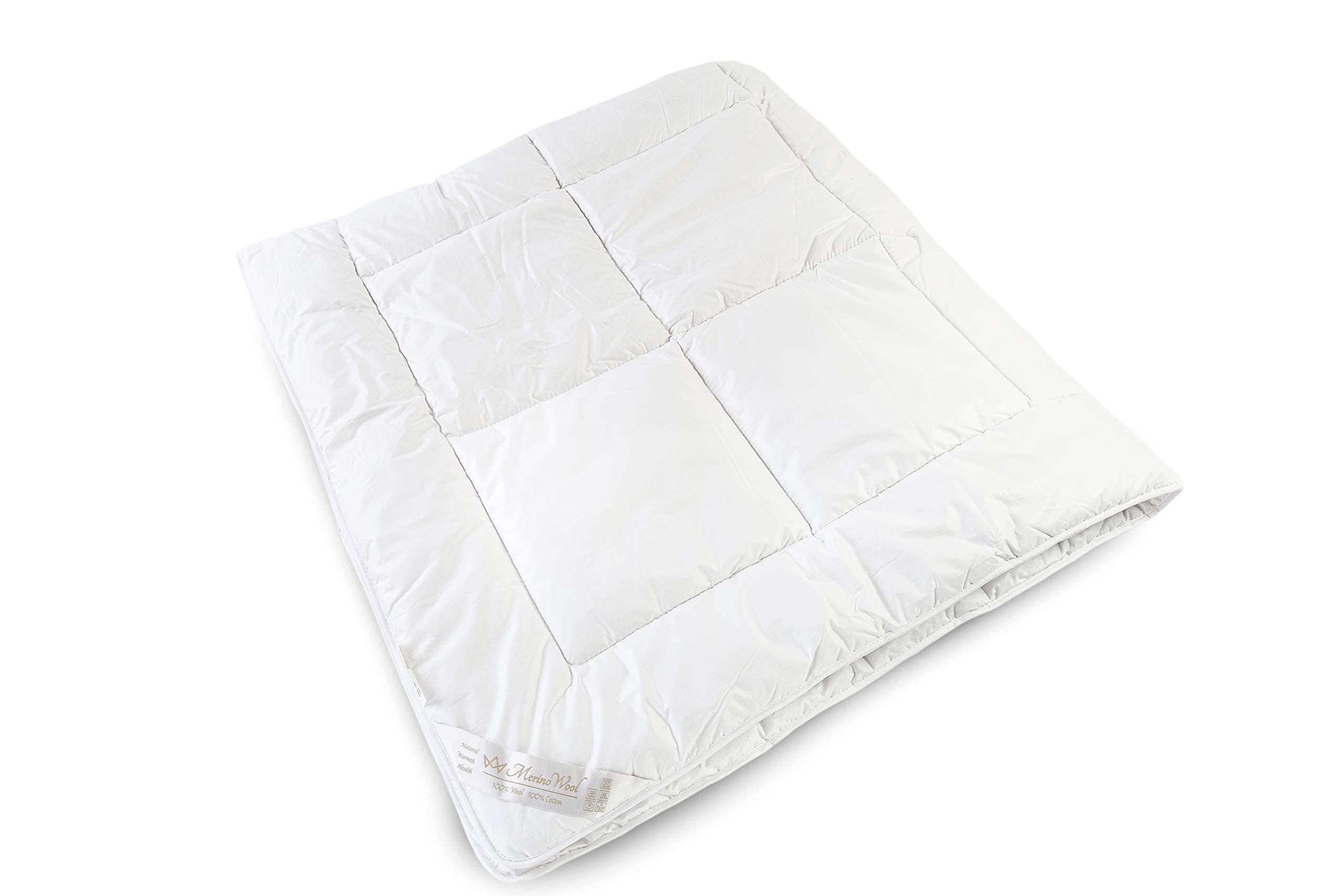 Merino Wolle Bettdecke 135/200cm Schurwolle Übergang 135 x 200 cm, Mittelschwer 4 tog,Warm, 100% Merino-Schurwolle 100% Baumwolle
