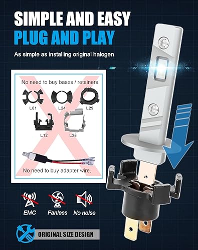 Miniatura 4 de Bombilla LED H1 6500K Luz Blanca Lámparas Niebla 1:1 Tamaño Mini No Requiere Adaptador EMC Sin Ventilador H1LL Plug and Play 2pcs