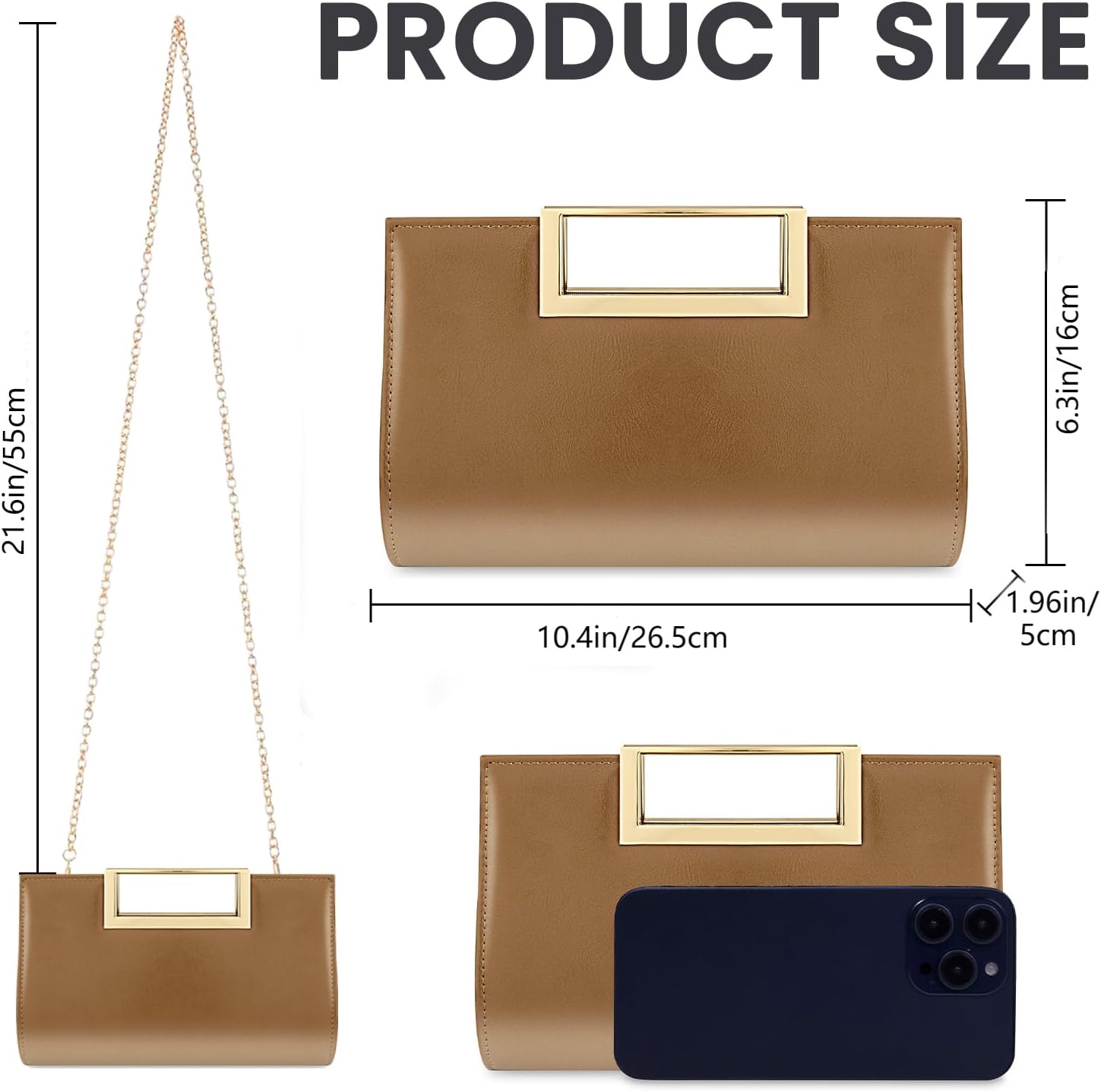 Gets Clutch Purses for Women PU Leather Evening Handbag for Formal Wedding Party Clutches Small Crossbody Bag with Chain - Image 4