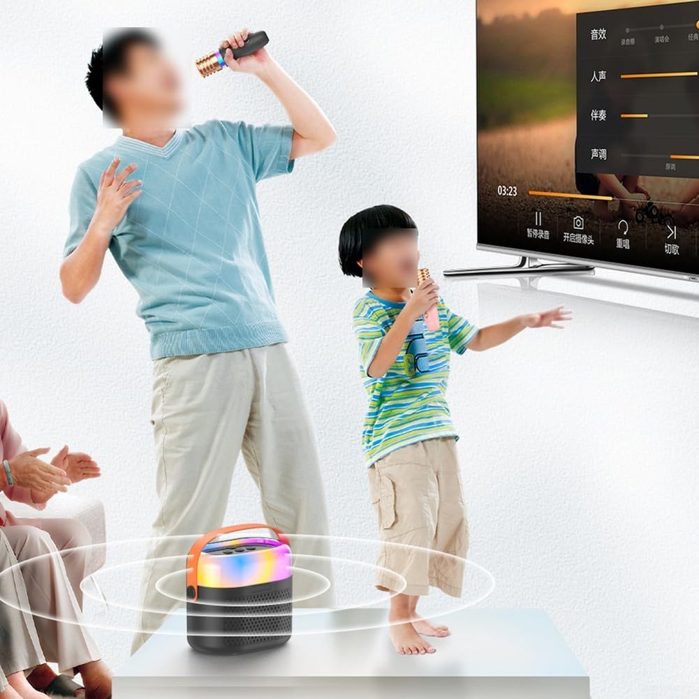 Kit de karaoké portable sans fil avec lumières disco et haut-parleur KTV pour enfants et adultes 12 cm (kaki)
