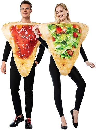 ReneeCho Disfraz de Halloween para parejas, disfraz de nacho para adultos, chips de tortilla para hombre y mujer, disfraz de mascota de comida