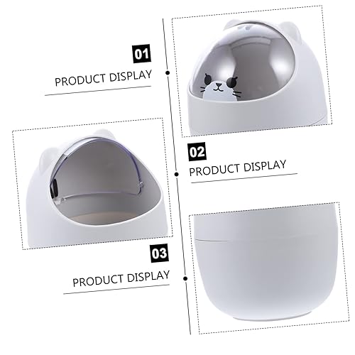Miniatura 6 de IMIKEYA 2 piezas de basura, mesa de café, papelera gris para baño, con tapa giratoria, cesta de basura compacta, papelera blanca con forma de oso,
