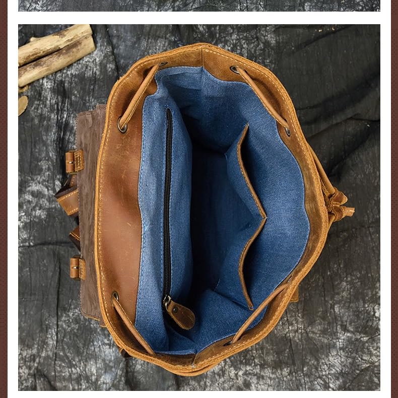 Crazy Horse Leather Backpack Day Pack Travel Bag for(E)4