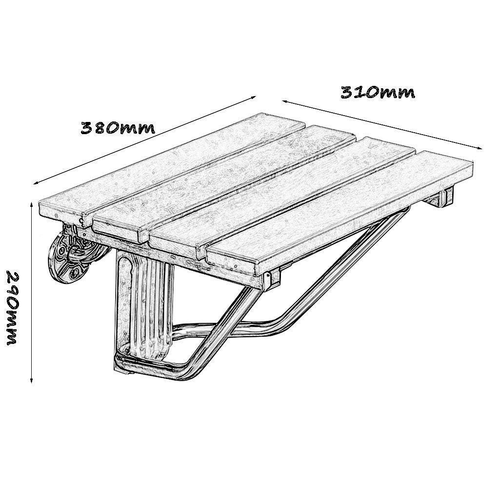 Taburetes de Ducha de Pared Plegable y Silla Plegable montada en la Pared Taburetes de Cambio de Madera Taburete Soporte de Acero Inoxidable 304 Taburete de Asiento de Ducha MAX. 160kg
