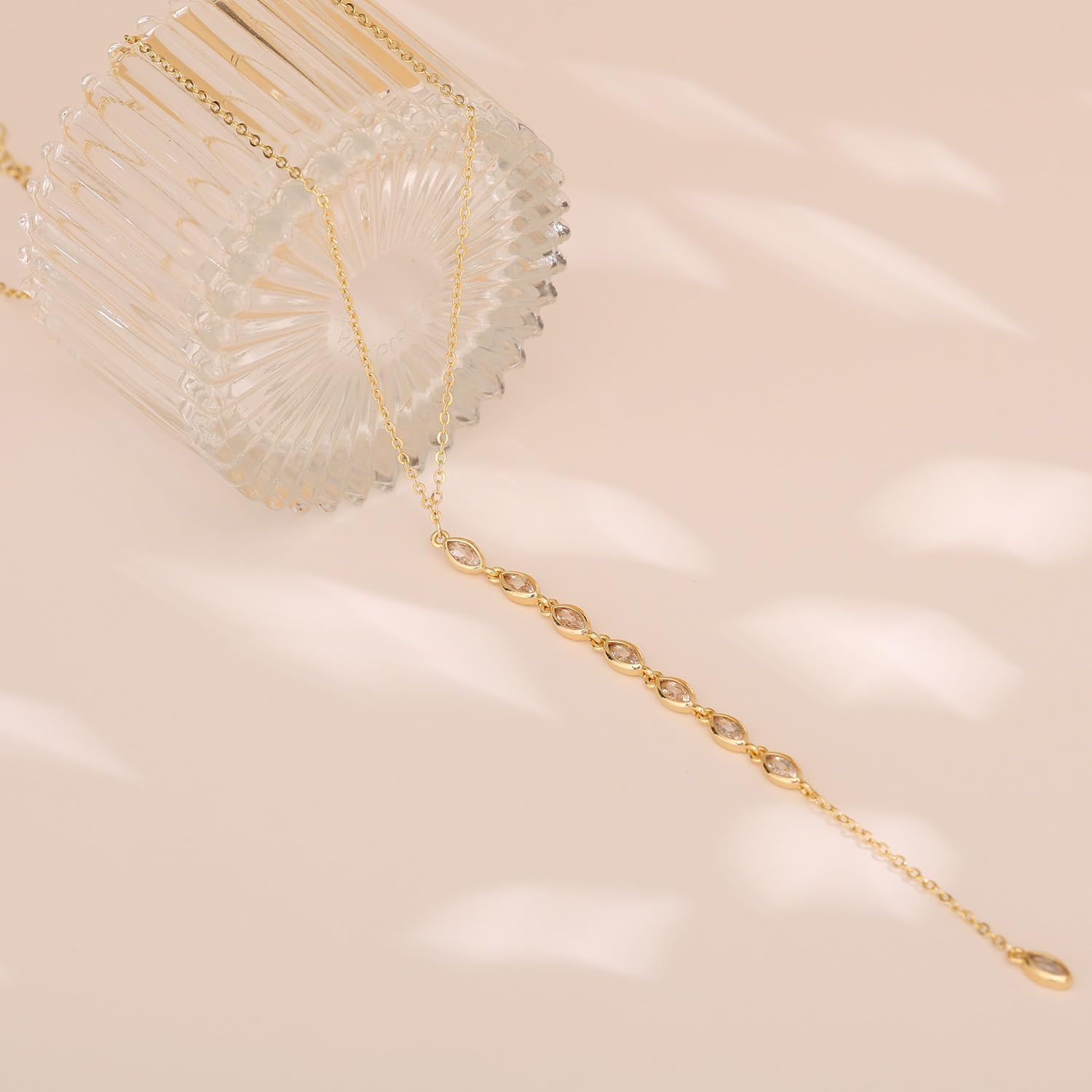 Lariat Necklace for Women, Non Tarnish Dainty Chain Stackable 14K Gold Plated Cute Trendy Layered Necklaces Elegant Jewelry Gift for Women Her - Image 5