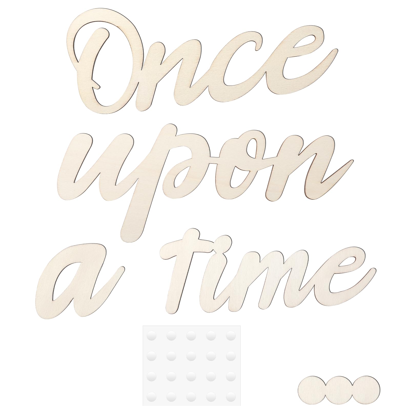 Andibro Panneau en bois « Once Upon a Time » - Décoration murale de chambre d'enfant avec 20 distributeurs de colle - Décoration de chambre à coucher pour famille, bibliothèque, coin de lecture,
