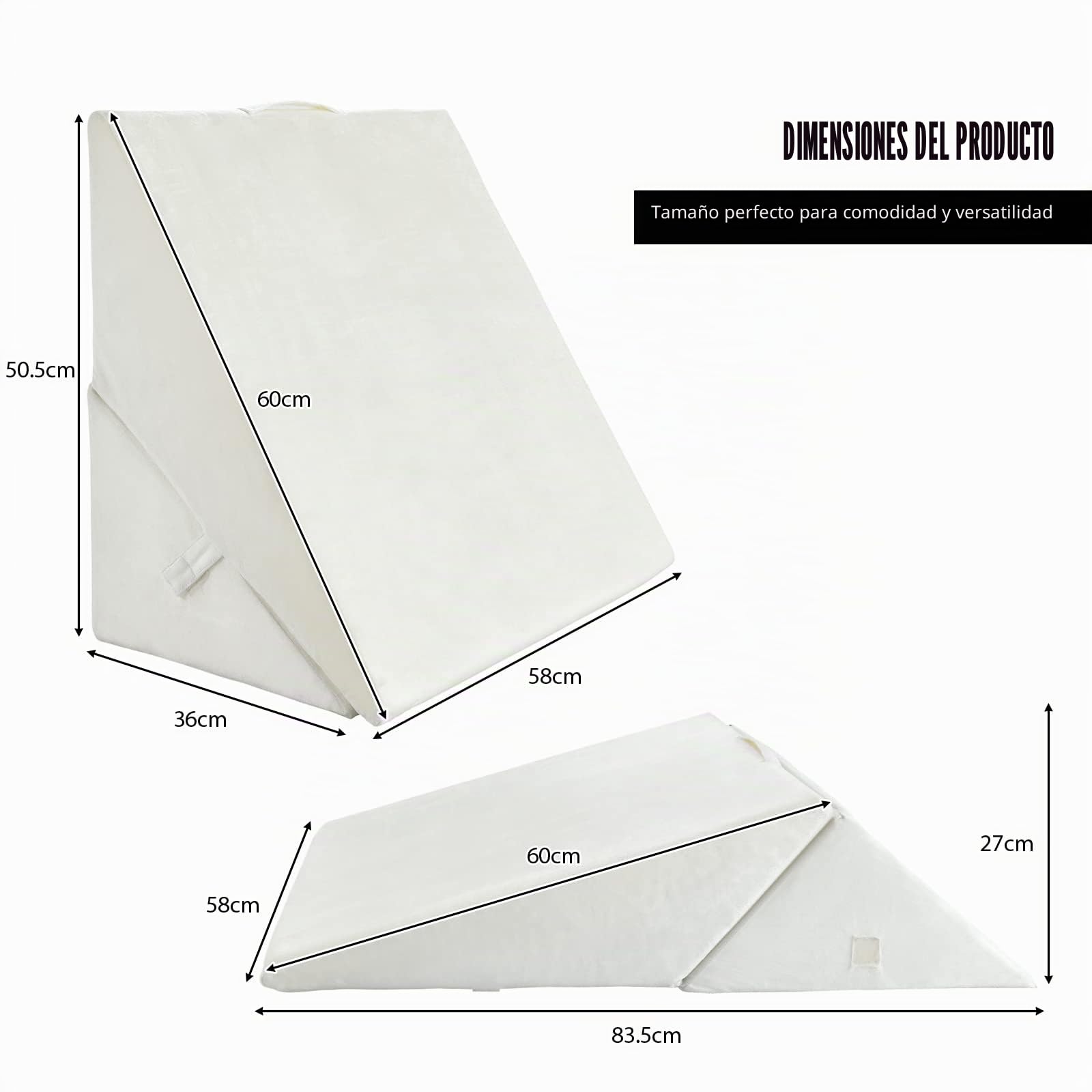 LIFEZEAL Almohada Triangular de Lectura, Cojín de Espuma viscoelástica Ajustable y Plegable para la Espalda, para Coche, Cama, sofá, cojín ortopédico con Funda extraíble y Lavable (Blanco)