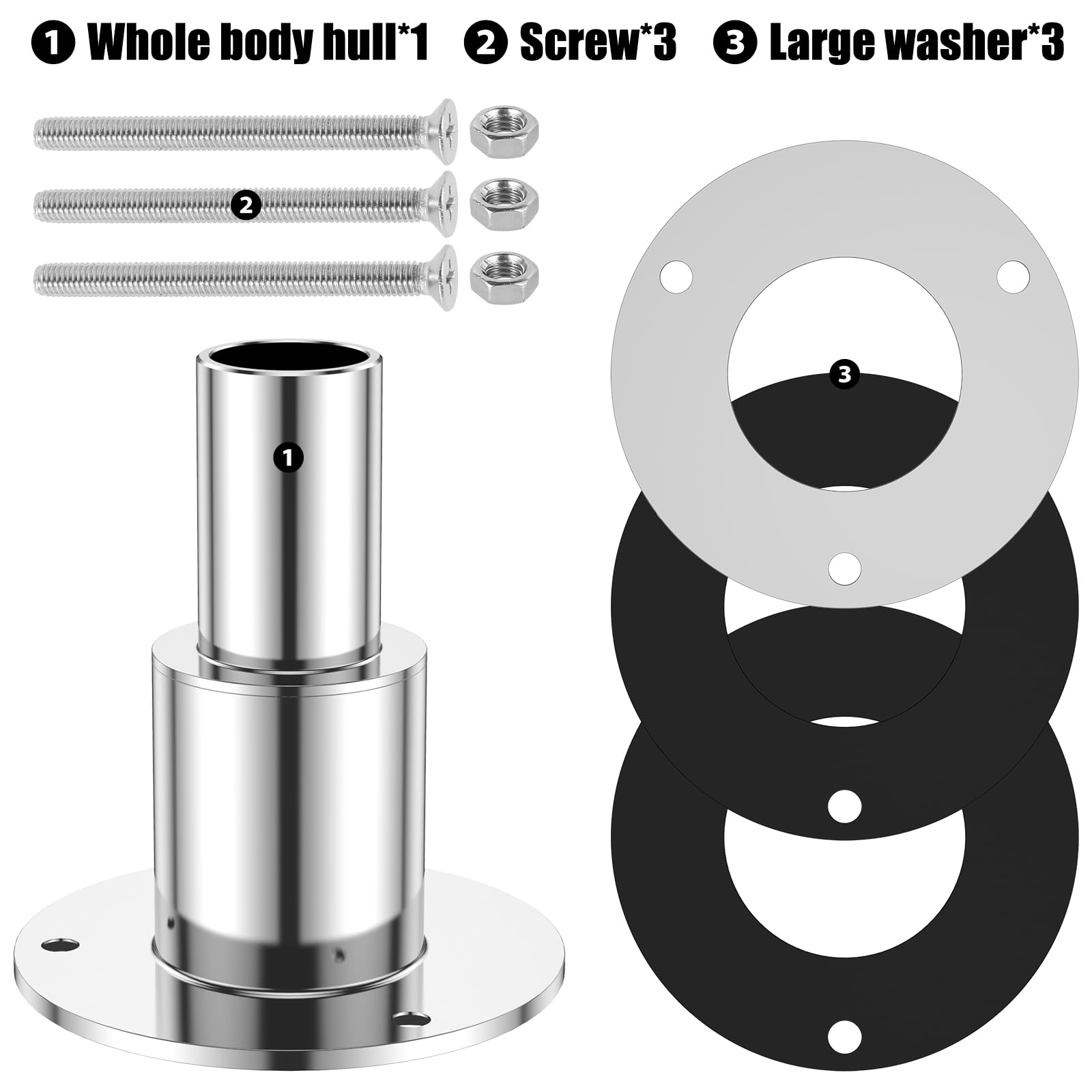Thru Hull Exhaust Skin Stainless Steel 316 Fitting 24mm Tube Pipe Socket Hardware for Diesel Parking Heaters Boat Marine Car Truck with Screws and Washers(Straight)