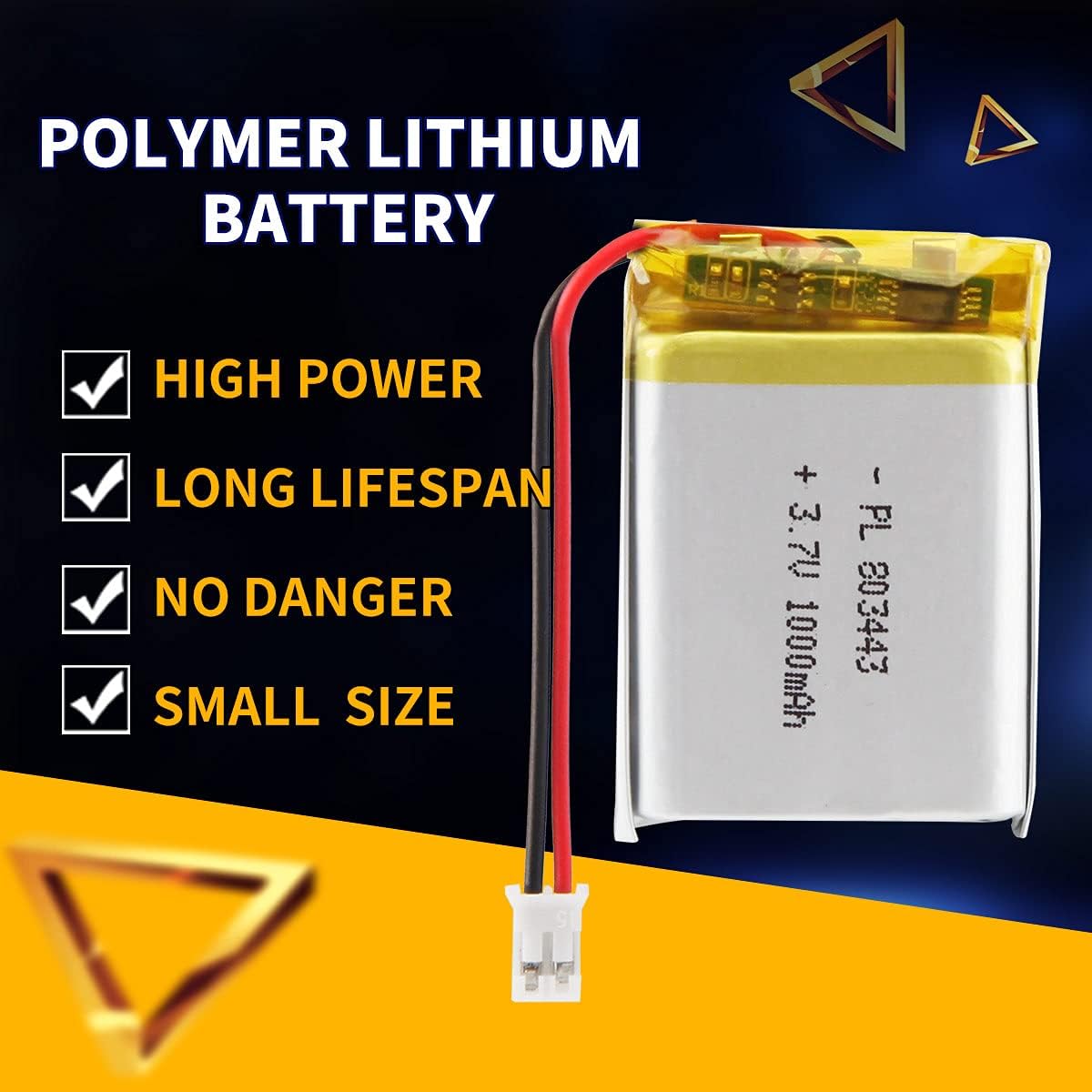 2 Stück 3,7 V 1000 MAh Lipo Akku Mit JST-Anschluss – 803040 Format, Für SENA 10C Headset & Mehr