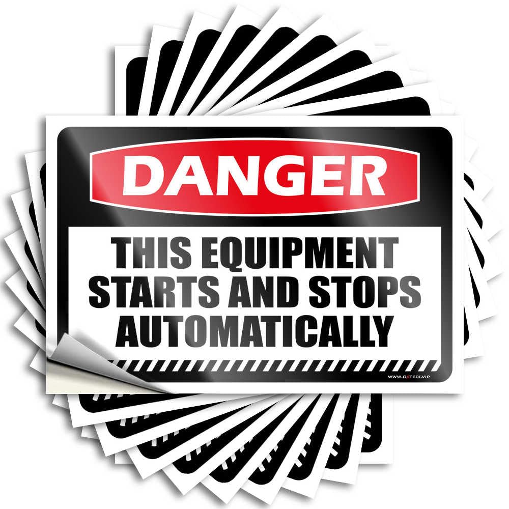 Fzfn Colour Funny Sticker - Half Door Danger This Equipment Starts And Stops Automatically For Adults Porch Decorations Outdoor(8X12cm)