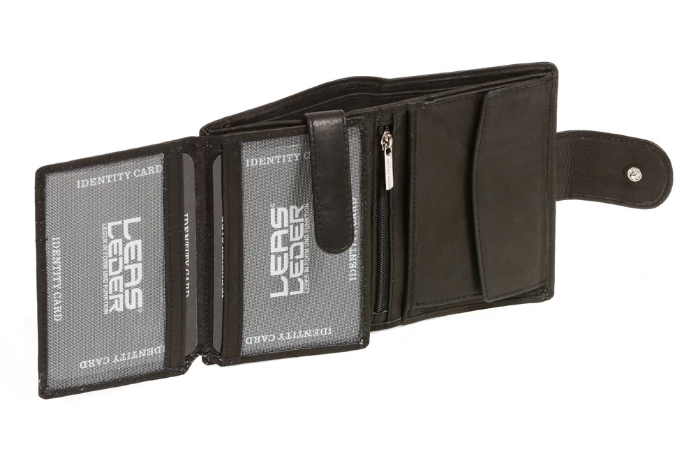 LEAS RFID Geldbörse Im Hochformat – Echt-Leder, Schwarz – Platz Für 18 Karten & Scheine – Handgefertigt