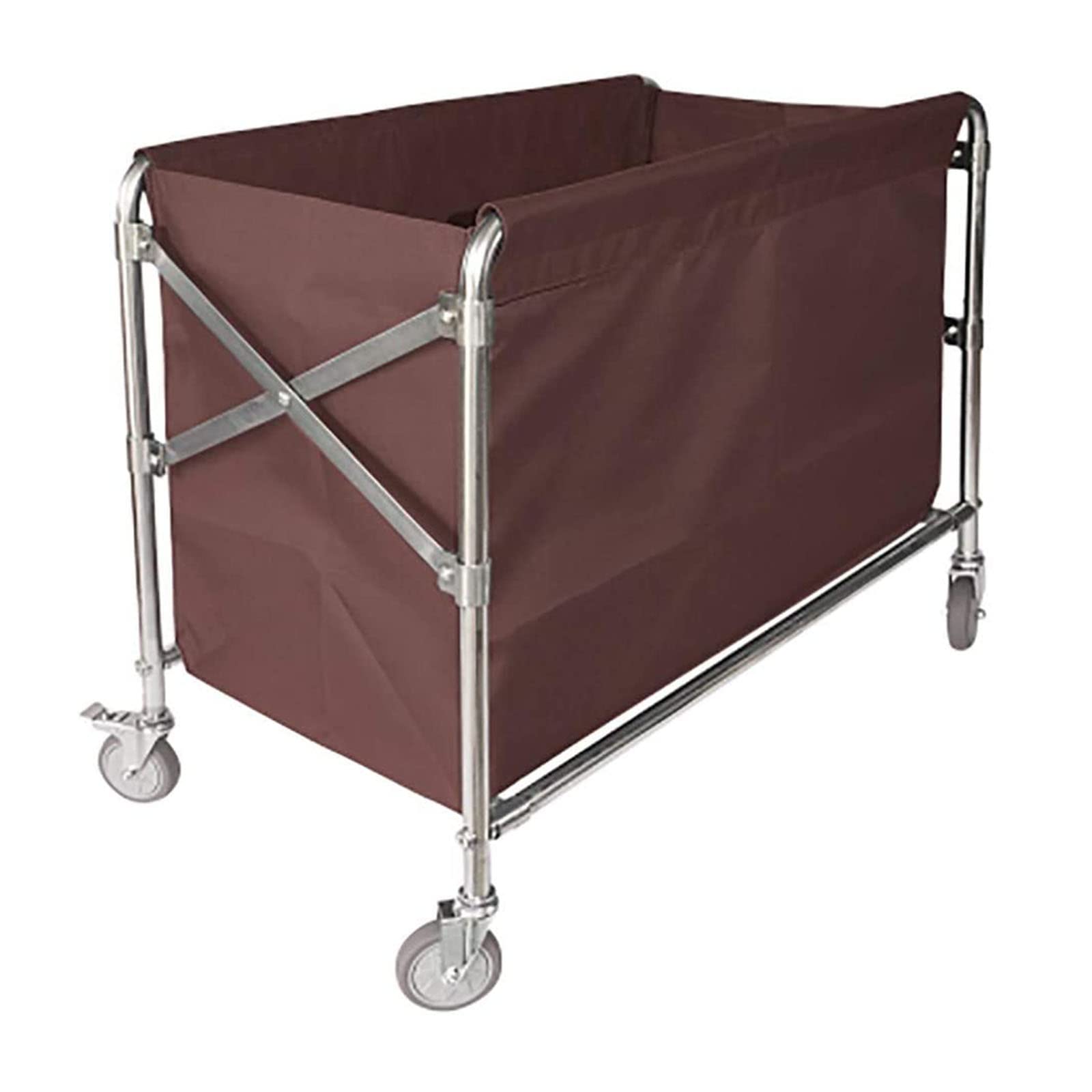 Carrello Rettangolare per Hotel, Pieghevole A Forma di X, in Acciaio Inossidabile, per Biancheria Spessa, Carrello Manuale per La Pulizia delle Camere D'Albergo, Grigio, Marrone