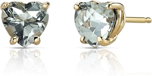 Peora - Aretes de tuerca de oro de 14 quilates, forma redonda, 0.24 pulgada, en piedras preciosas auténticas o creadas, parte trasera de fricción,