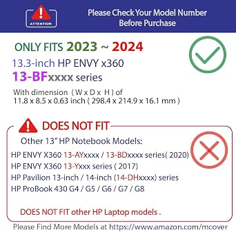 mCover Case Compatible ONLY for 2023-2024 13.3 HP Envy x360 13-BF0000 Series 2-in-1 Convertible Notebook Computers (NOT Fitting Any Other HP Models) - Aqua