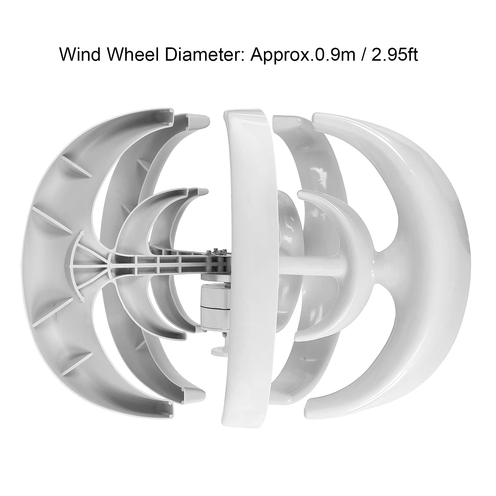 Garosa Kit di Eoliche a 5 Pale da 100 W Generatore di Energia Eolica per Barche Ricarica con Bassa velocità di Avvio 2 M/s Corpo in Acciaio Legato Bianco per Cabine di Barche (12V)