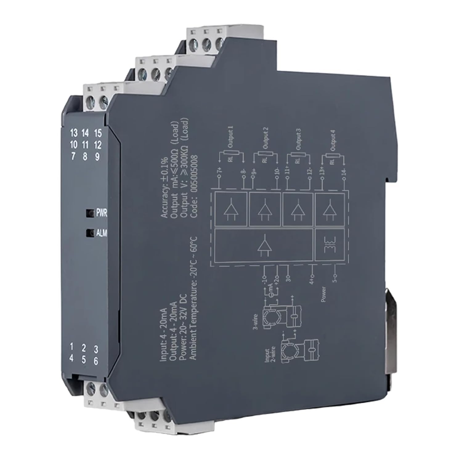 Analog Signal Isolator Signal Isolator Smart 0-5V/0-10V/4-20mA/1-5V DC Converter 1In 1Out/2In 2Out/1In 4Out Galvanic Transmitter(1 in 2 Out,Input 1-5V_Output 4-20MA_DC 24V)