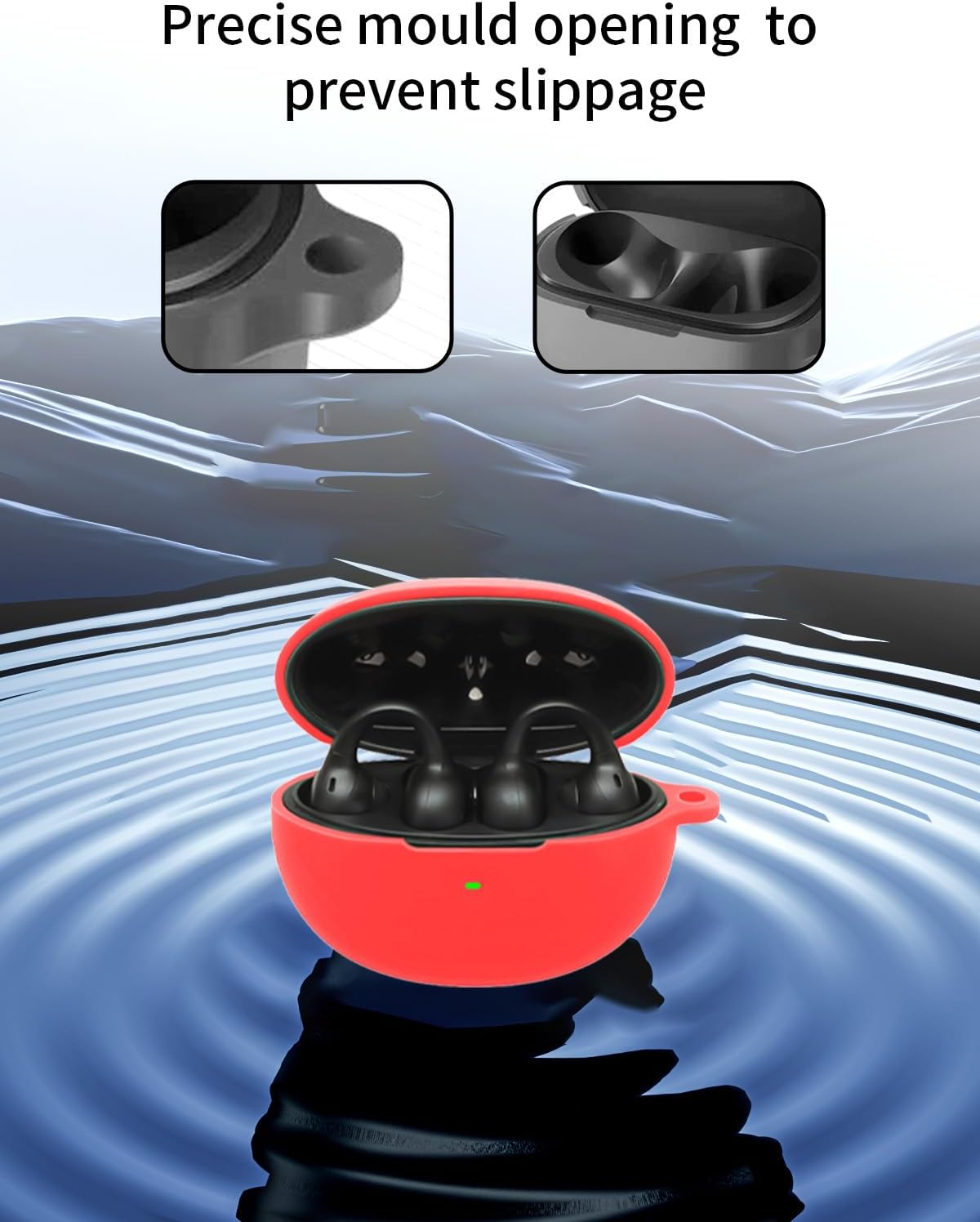 Case for Baseus Inspire XC1 Open-Ear Headphones,UYRUREL Premium Skin-Friendly Silicone Shockproof Protection Case for Baseus Inspire XC1,with Lanyard,Red. - Image 5