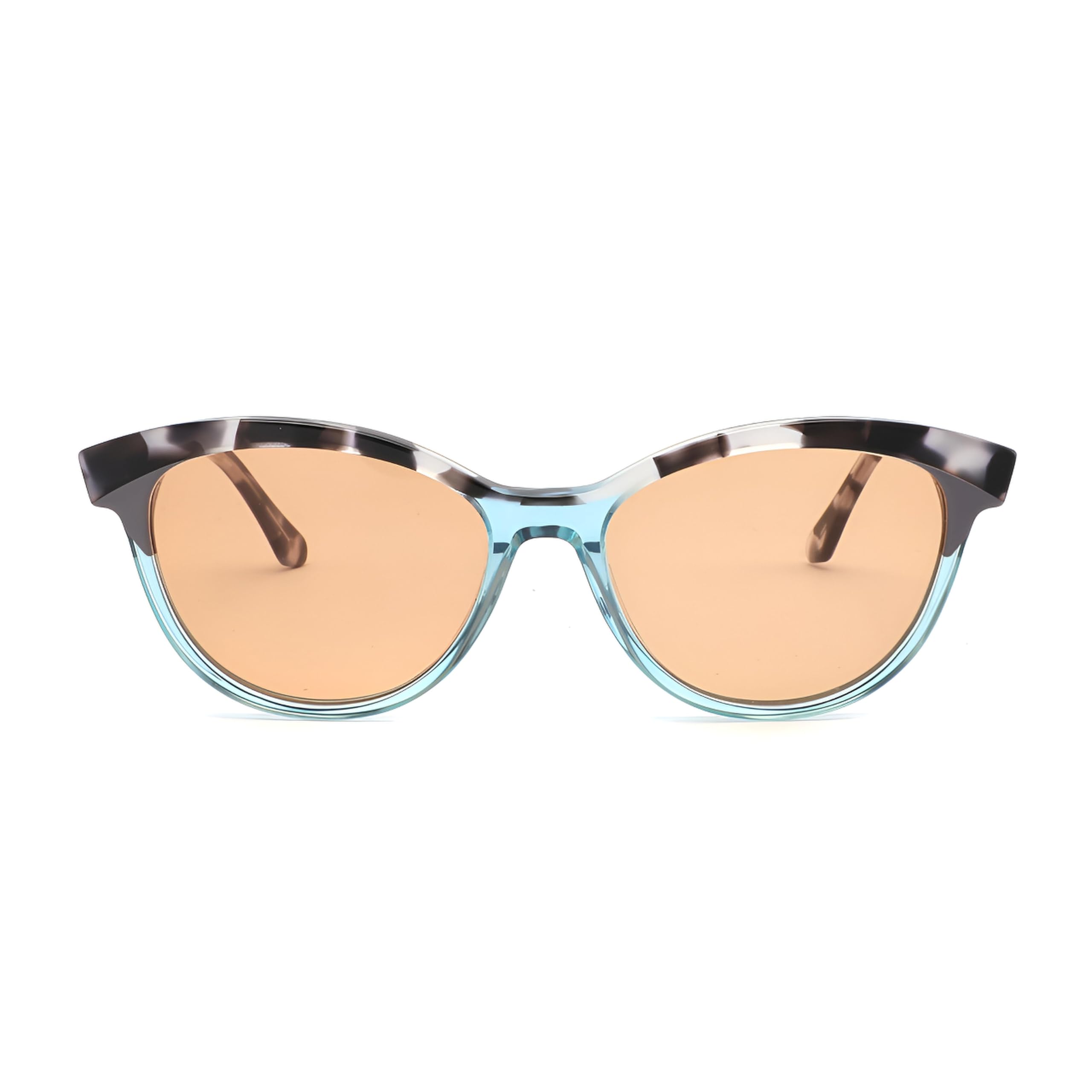 Tate Luxury FL-41 - Occhiali da sole Cat-Eye, montatura in acetato, tartaruga e verde acqua, per emicrania e sensibilità alla luce