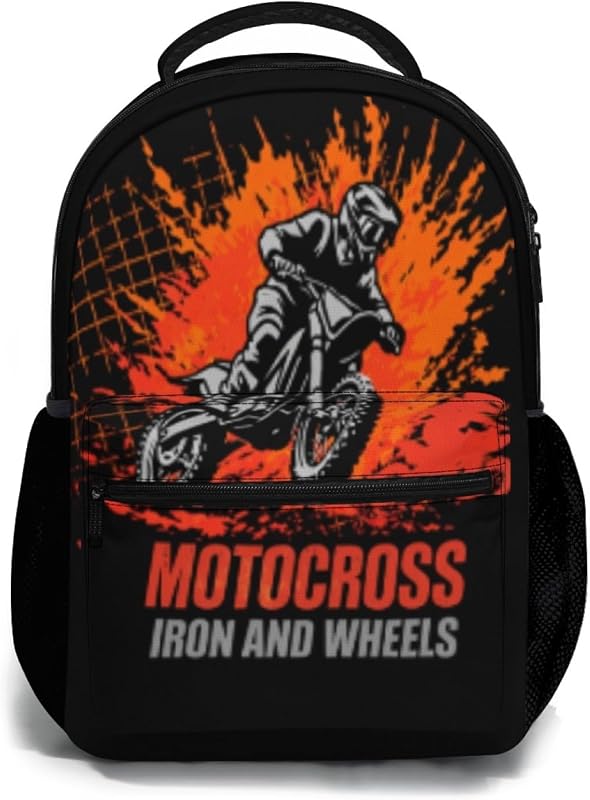 Giwawa Motorcycle Backpack Dirt Bike School Bookbag for Boys Girls Computer Backpacks Book Bag Travel Hiking Camping Daypack for Children's Gifts 16x11.4x6.9 inch