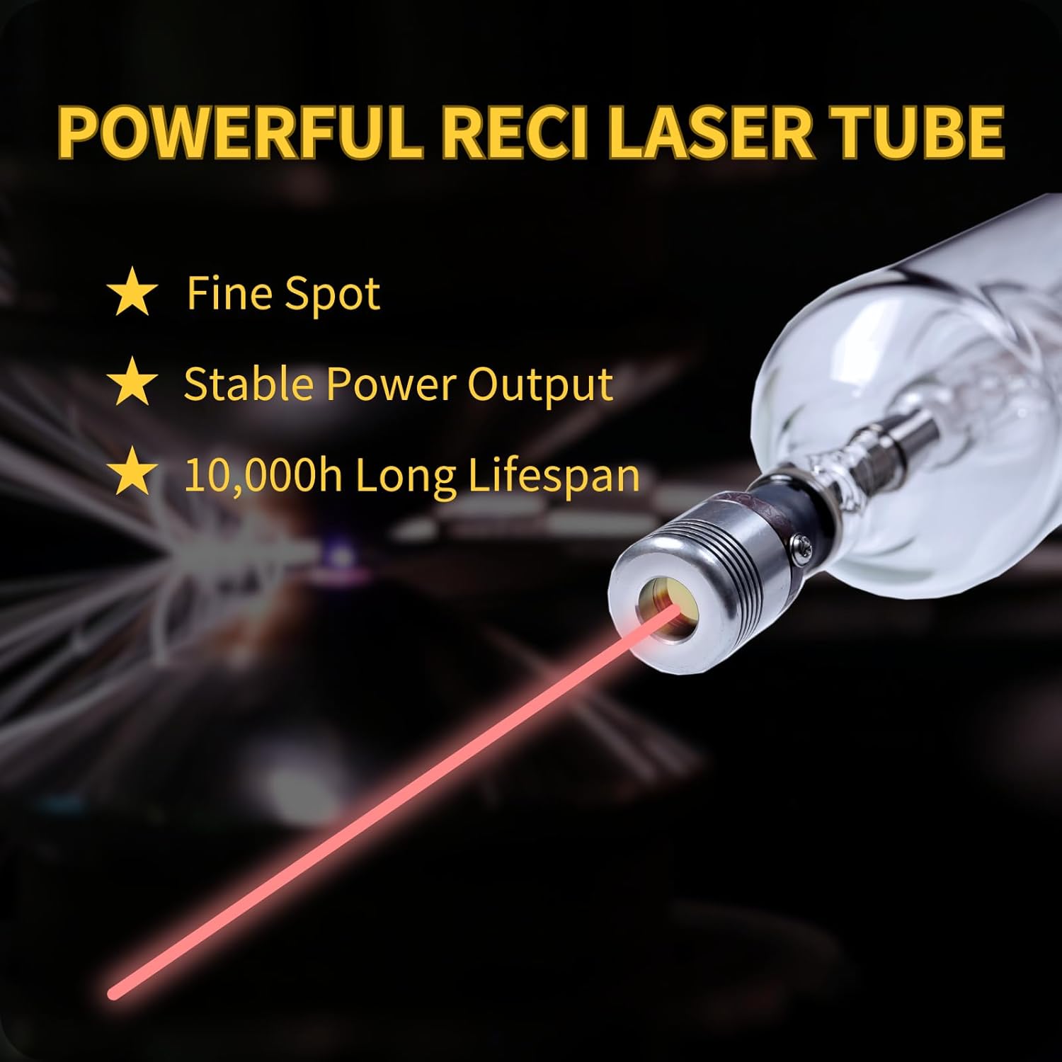RECI 100W CO2 Laser Tube W4S4 (Peak 130W) 1400mm Duty Free for Laser Engraving Cutting Shipping from US, W4(S4) 100-130W (US Stock.)