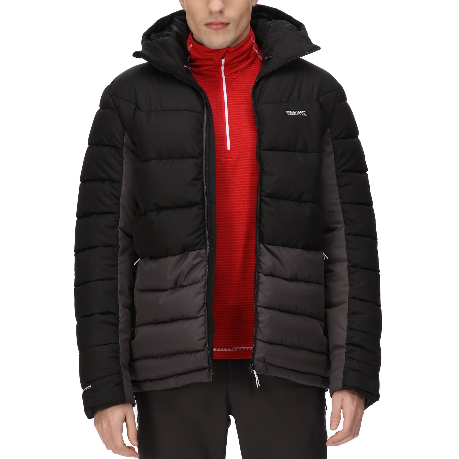 Regatta Mens Nevado VI Hooded Insulated Puffer Jacket - Black/Dark Grey - XXL