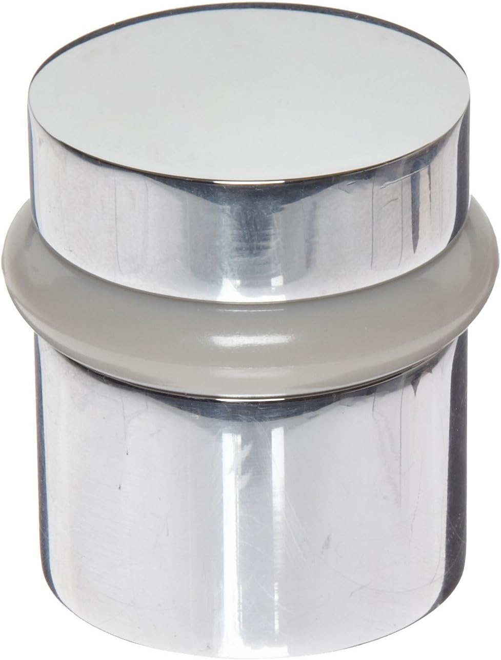 Rockwood 446.26 Brass Modern Style Universal Door Stop, #12 X 1-1/2" WS Fastener with Plastic Anchor and 12-24 x 1" FH MS Fastener with Lead Anchor, 1-1/4" Base Diameter, 1-1/2" Height, Polished Chrome Plated Finish