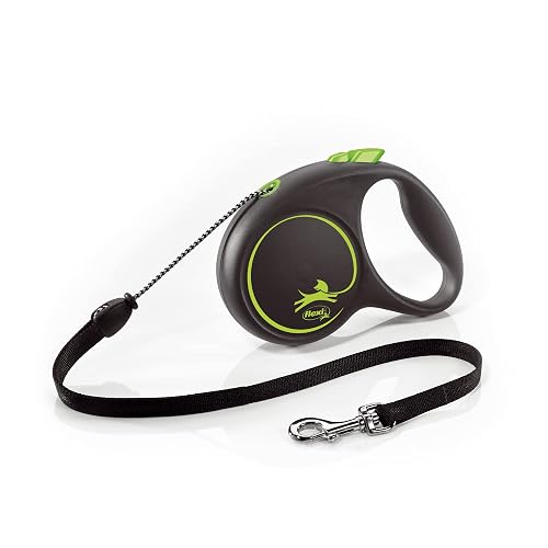 flexi® Black Design M Cordón 5 m Negro/Verde, Correa Extensible para Perros hasta máx. 20 kg