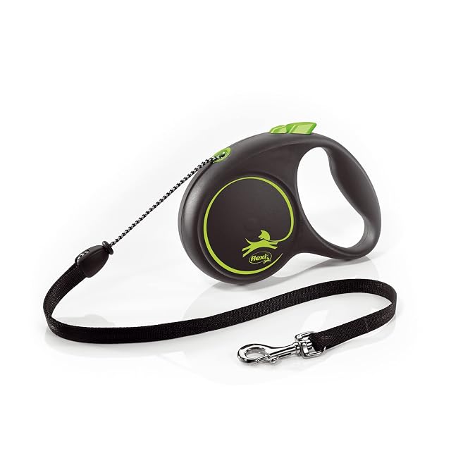 flexi® Black Design M Cordón 5 m Negro/Verde, Correa Extensible para Perros hasta máx. 20 kg
