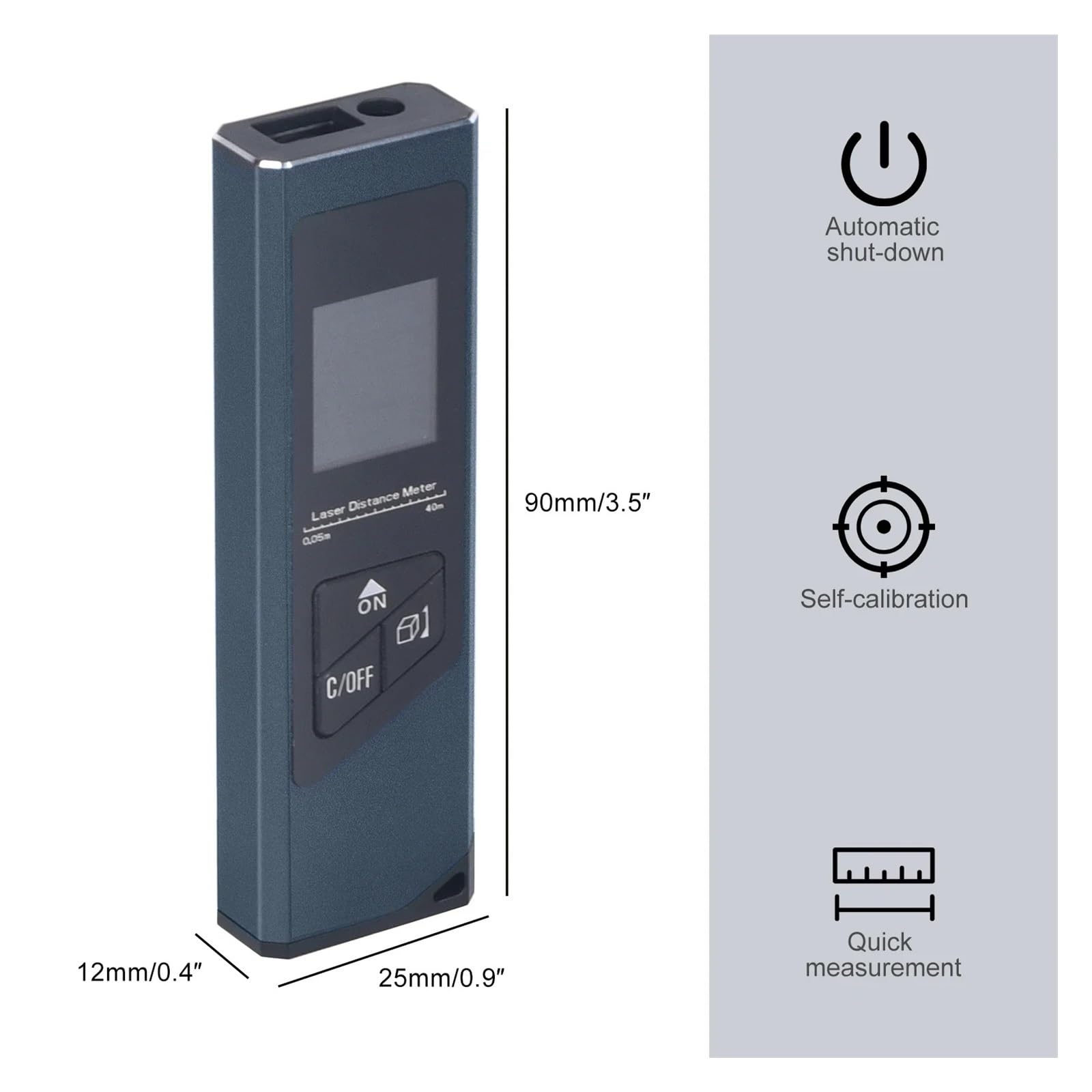 Misuratore di superficie terrestre, Misuratore Di Distanza Digitale Intellinte Portata 40M Telemetro Portatile Telemetro Mini Misuratore Di Distanza Portatile Misura distanza, area e volume(Blauw)