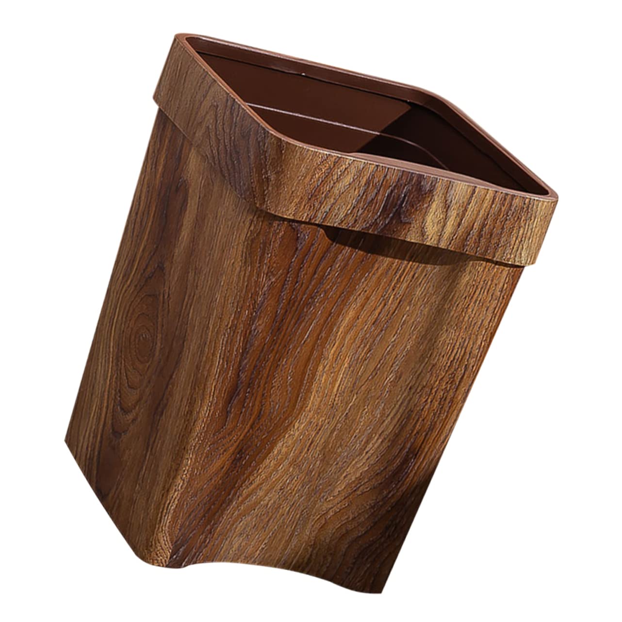 Cabilock Cestino Carta 13l Plastico Effetto Venatura Legno Coffee | Uso Quotidiano, Stile Semplice e Moderno, Design da Ufficio Finitura Naturale