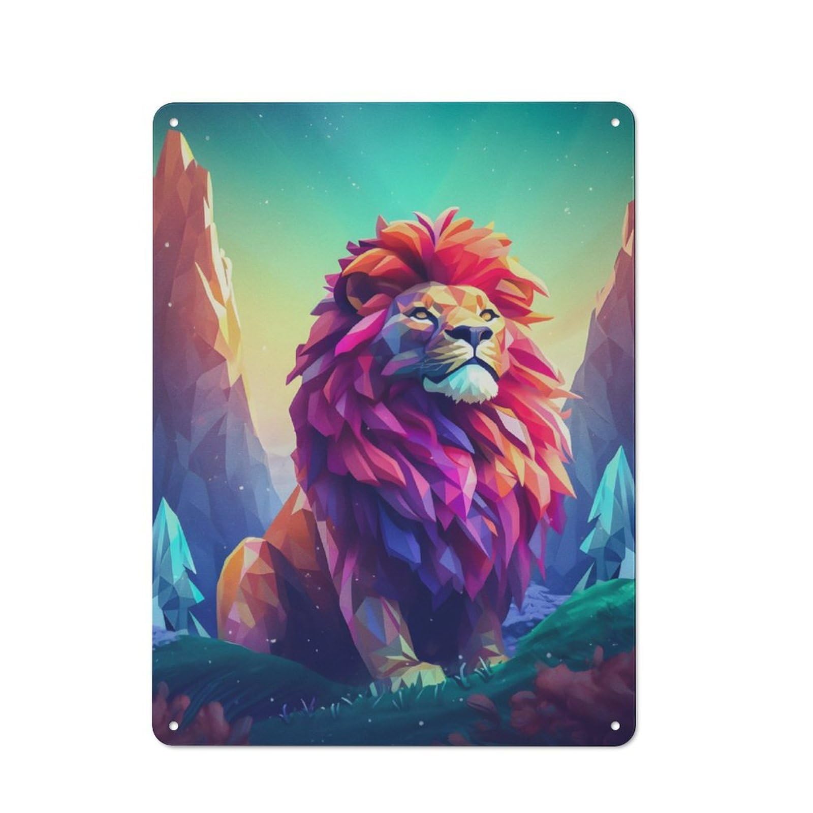 Junmoney Lion Vector 3D In The Wild Tin Wall Plaque 40X30cm With For Kitchen Or Home Bar, Suited To Kitchen Decor Lovers